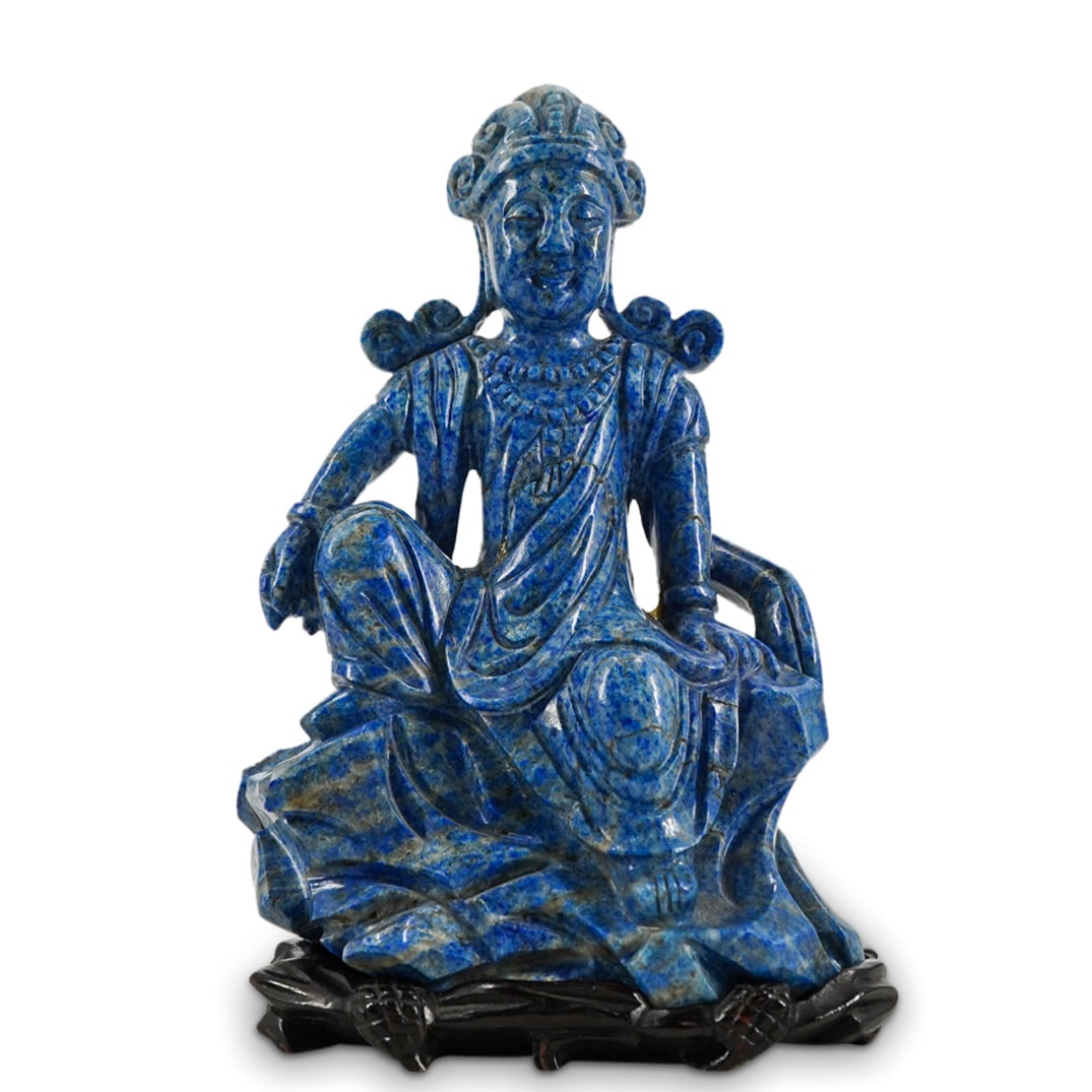Chinese Lapis Lazuli Carved figurine Of A Royal Lady (1 of 4)