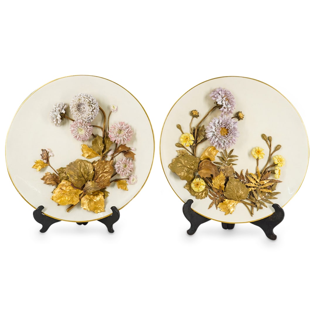 Pair of Callowhill & Raby Royal Worcester Porcelain Floral Chargers (1 of 15)