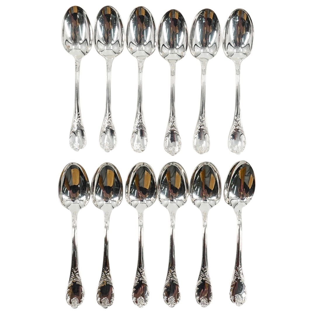 (12 Pc) Christofle Silver Plated "Marly" Tea Spoons Set (1 of 10)