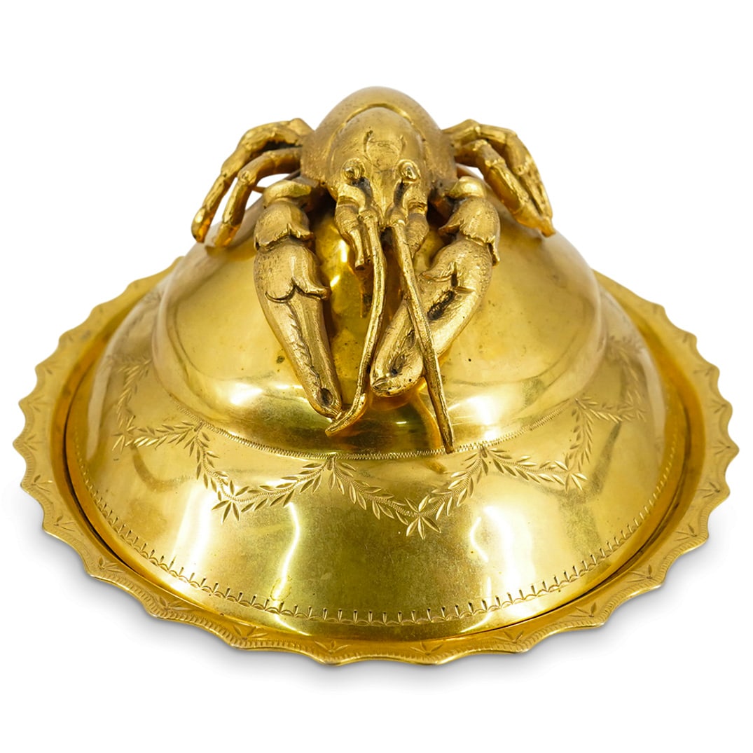 Gilt Silver Plated Dish W/ Lobster Cover (1 of 8)