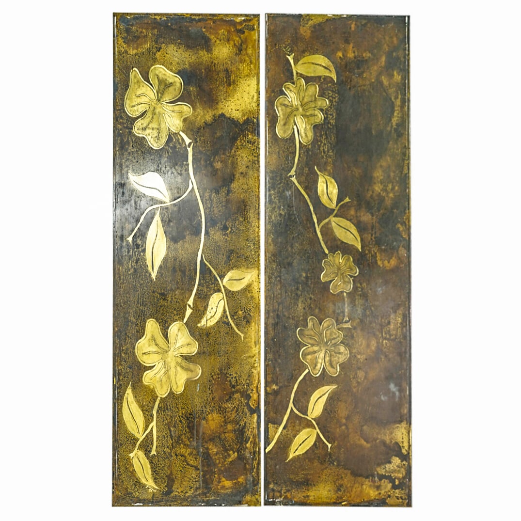 Signed Mid Century Etched & Engraved Brass Wall Plaques (1 of 6)
