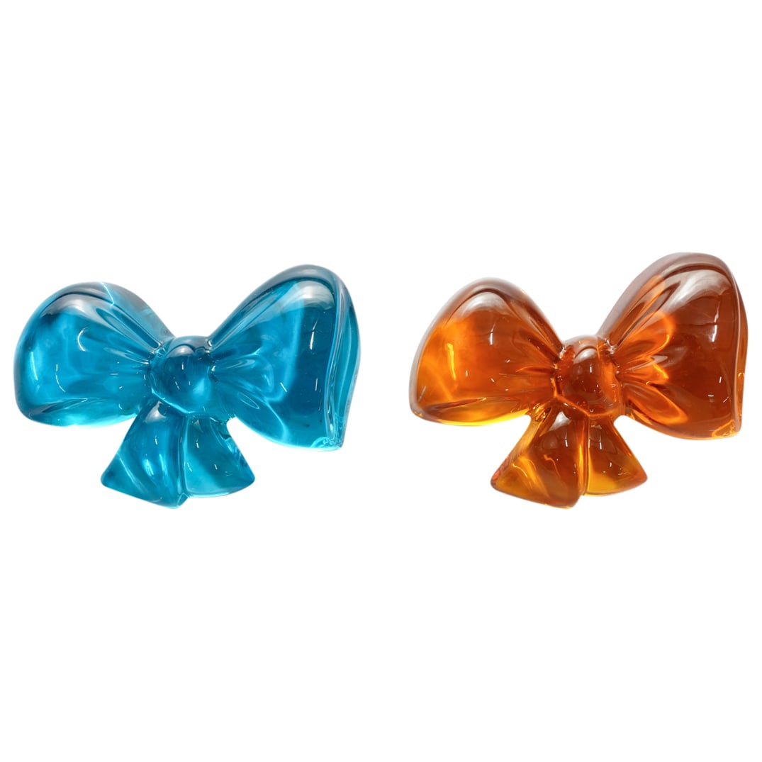 (2 Pc) Baccarat Crystal "Bow" Paperweights (1 of 7)