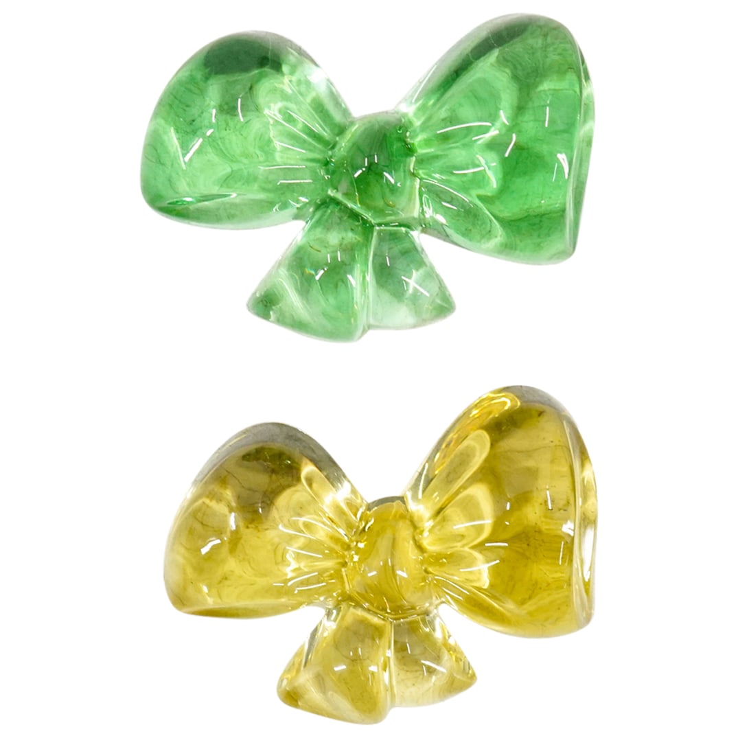 (2 Pc) Baccarat Crystal "Bow" Paperweights (1 of 3)