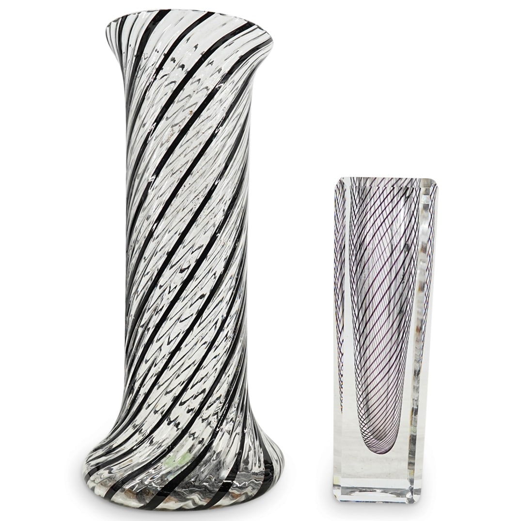 (2 Pc) Kosta Boda And Salviati Glass Vases (1 of 5)