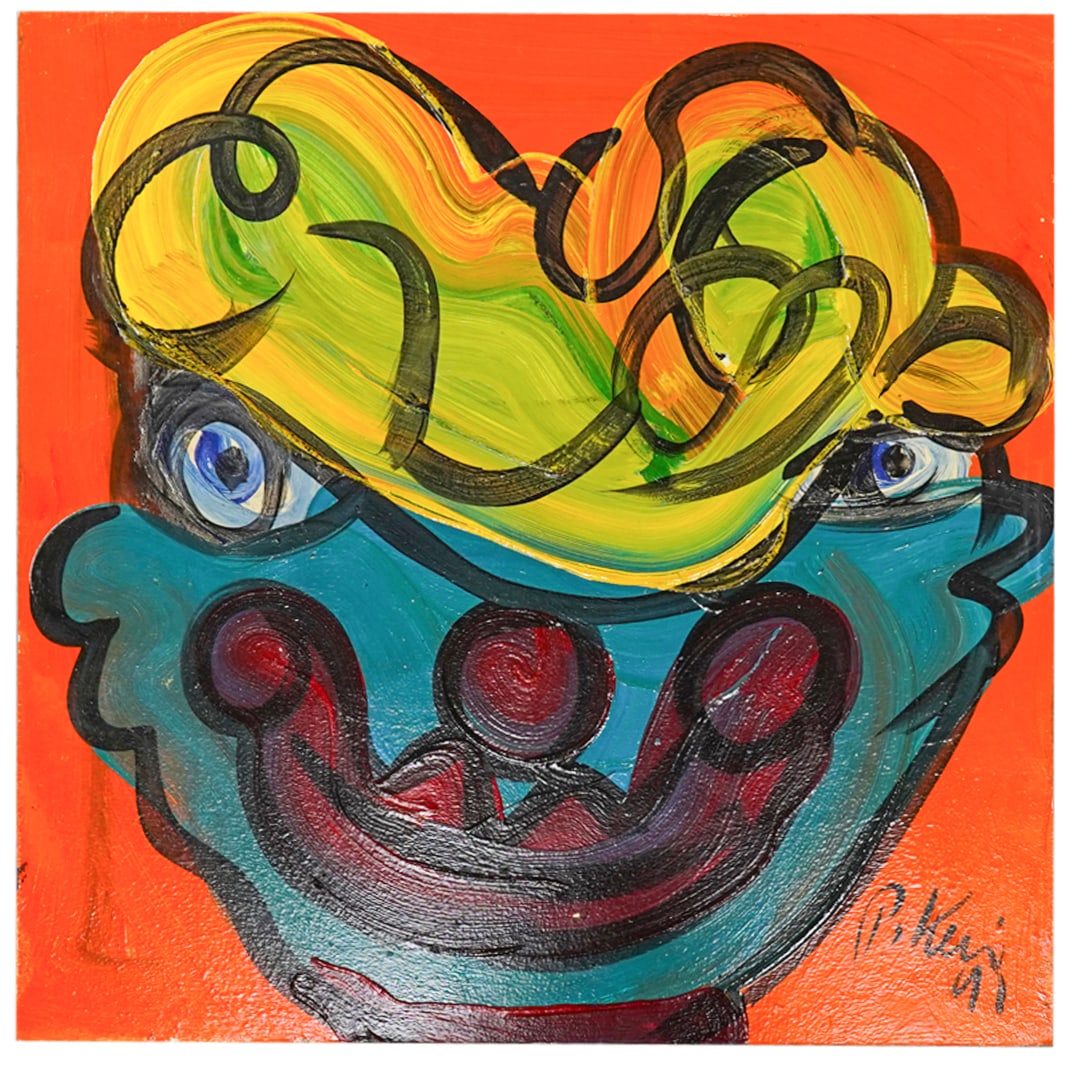 Peter Robert Keil (German, b. 1942) Portrait Clown Oil Painting (1 of 4)