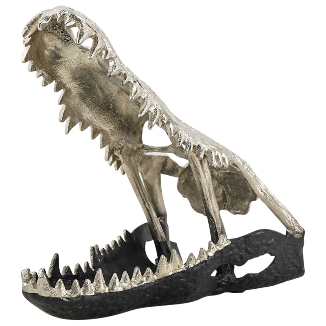 Contemporary Metal Alligator Skull Sculpture (1 of 5)