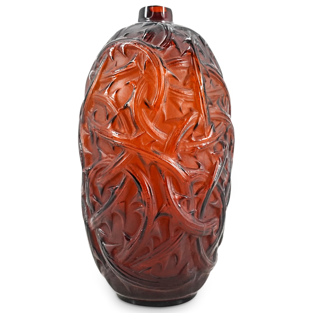 Rene Lalique "Ronces" Vase In Red/Amber Glass. (1 of 6)