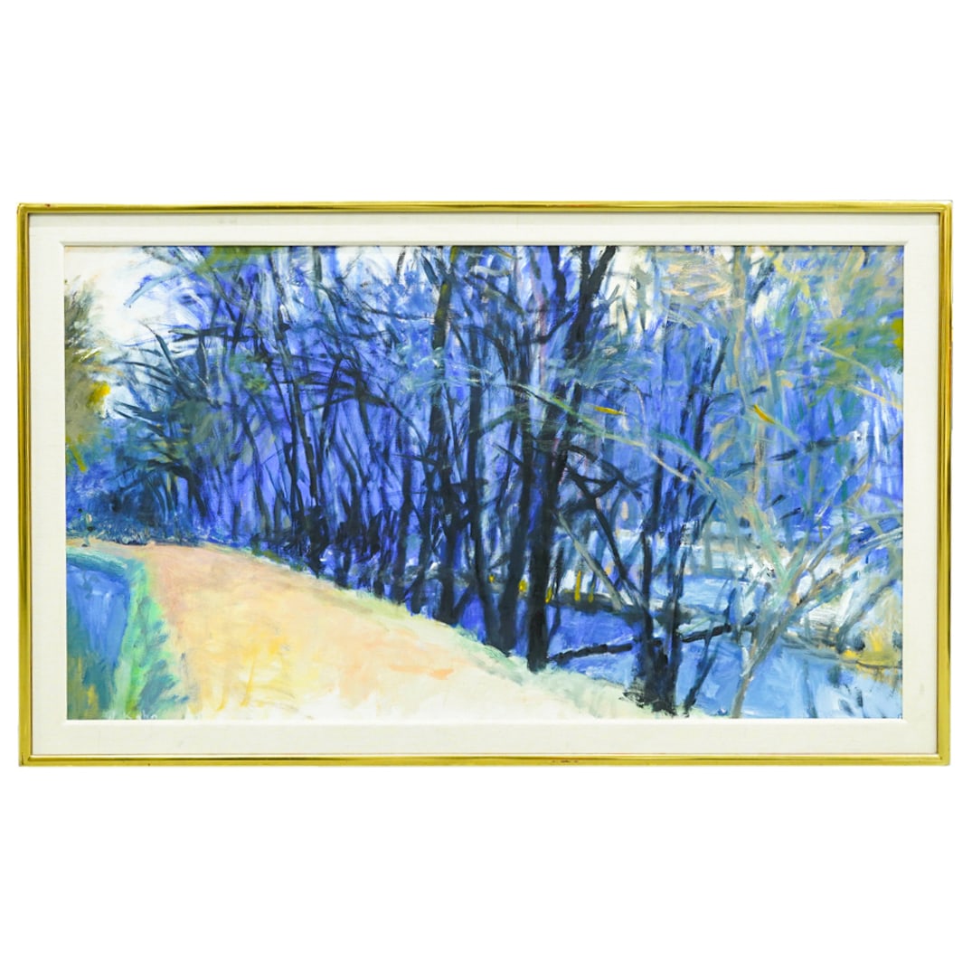 Wolf Kahn (American, 1927-2020) 'Runner Along The C and O Canal' Oil on Canvas Painting (1 of 10)