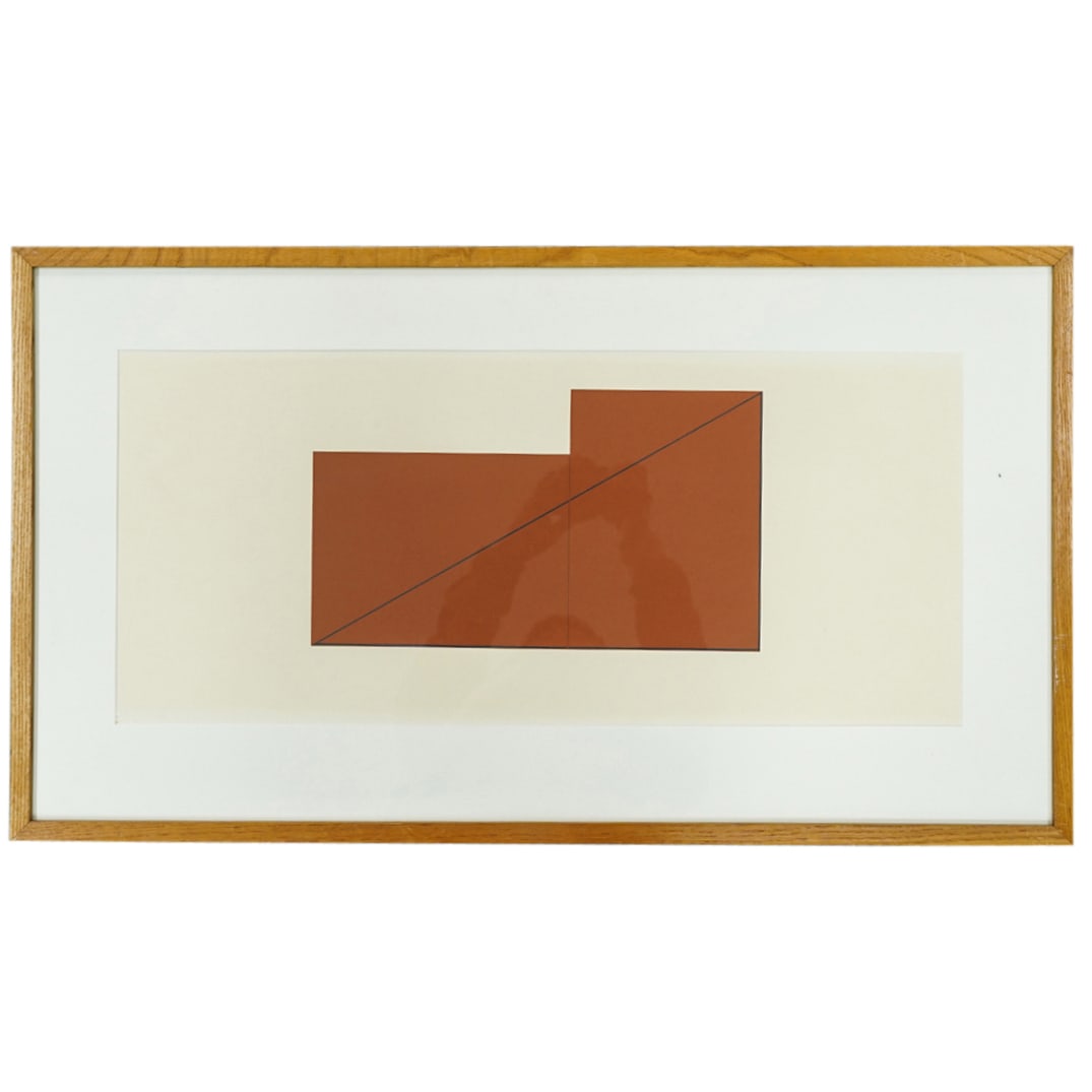 Robert Mangold, Untitled from "A Book of Silk Screen Prints": DESCRIPTION: Robert Mangold, Untitled from "A Book of Silk Screen Prints" Features a screenprint in colors on Fabriano cotton mounted in wood frame. Provenance: (North American, Ryder System, Inc. Mia