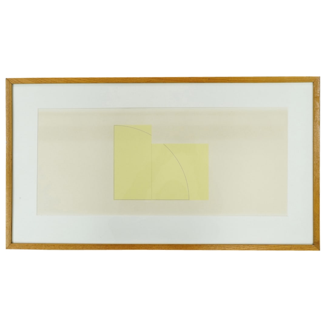 Robert Mangold, Untitled from "A Book of Silk Screen Prints": DESCRIPTION: Robert Mangold, Untitled from "A Book of Silk Screen Prints" Features a screenprint in colors on Fabriano cotton, mounted in wood frame. Provenance: (North American, Ryder System, Inc. Mi