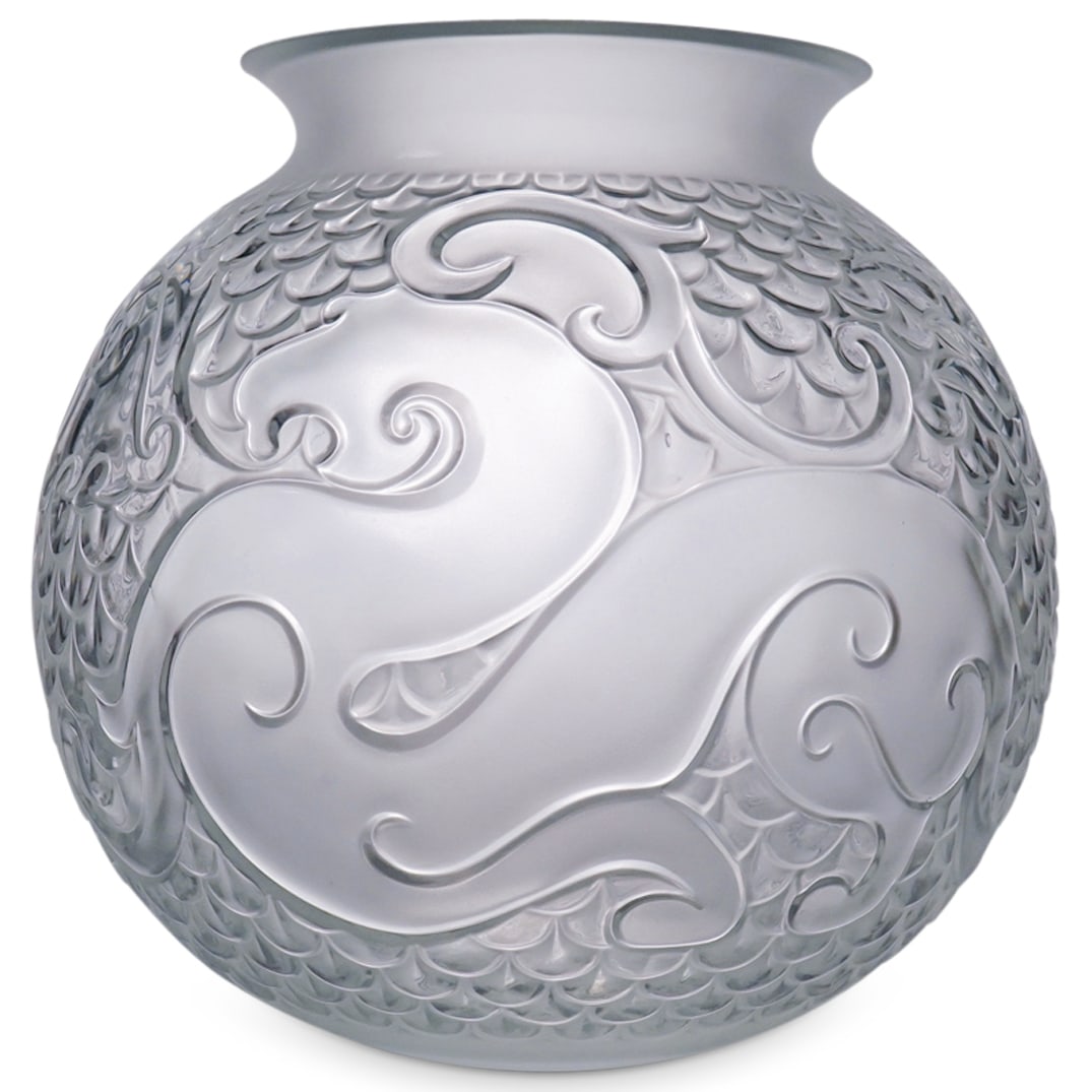 Lalique "Xian Dragon" Clear And Frosty Crystal Vase (1 of 4)