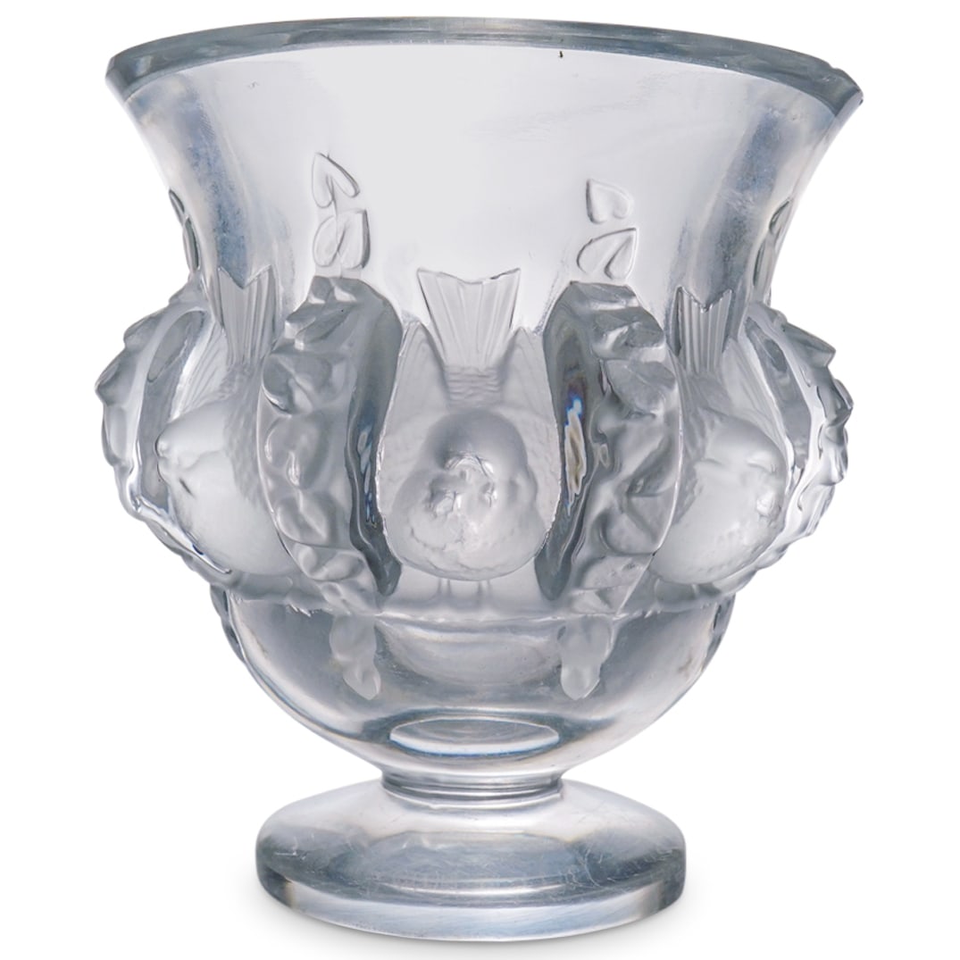 Lalique France crystal "Dampierre" Vase With 8 Sparrows/Love birds (1 of 7)