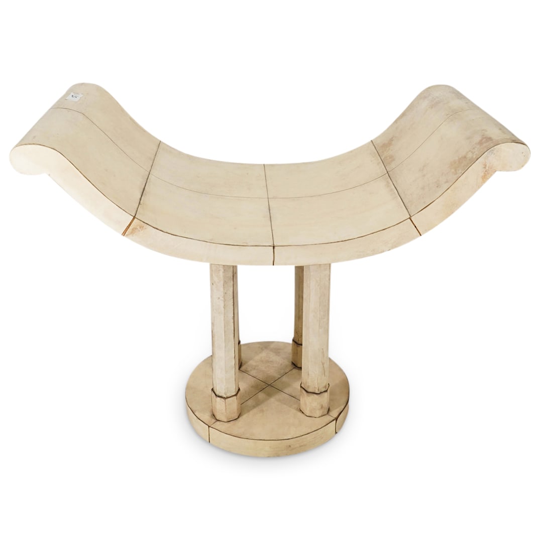 R&Y AUGOUSTI Style Shagreen On Wood Saddle Stool (1 of 12)