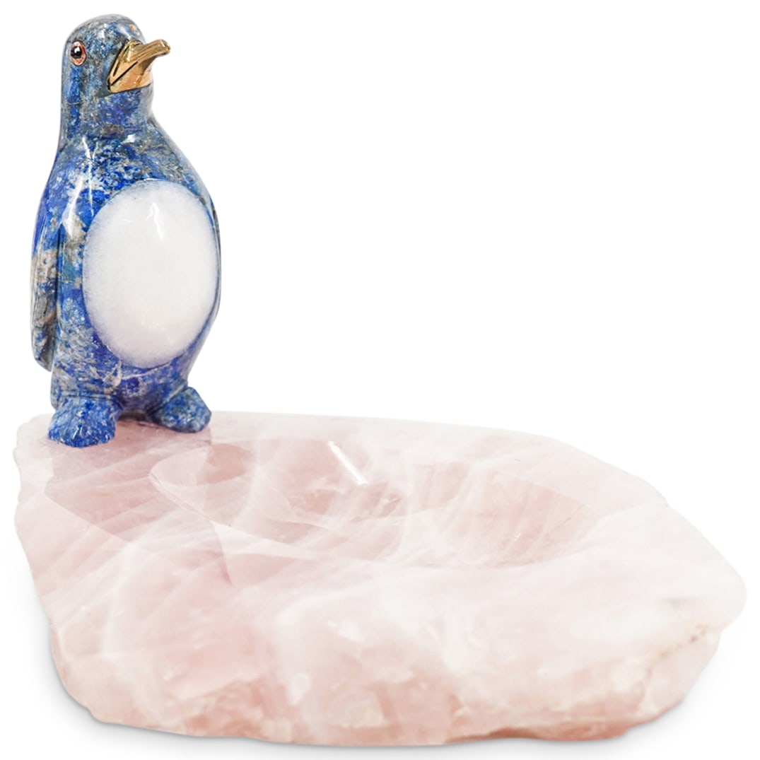 Designer Rose Quartz, Lapis Lazuli Penguin Ashtray (1 of 11)