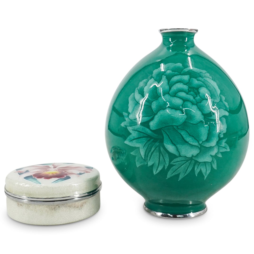 (2 Pc) VIntage Japanese Enameled Vessels (1 of 8)