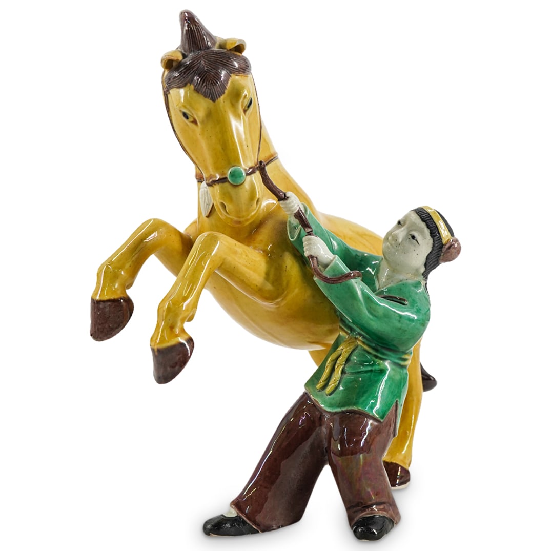 Antique Chinese Sancai Porcelain Horse And Trainer (1 of 5)