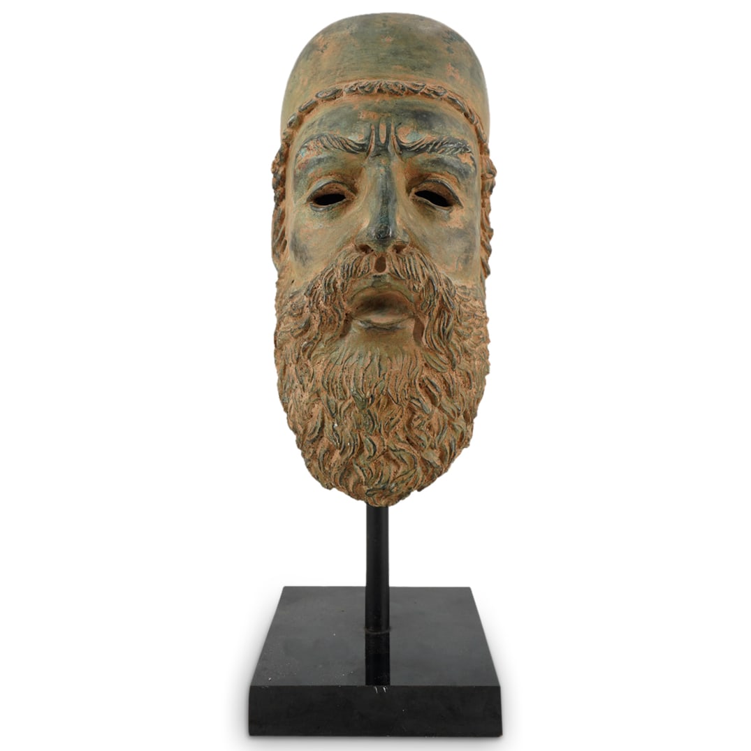 Mixed Metal Greek Mask Model On Stand (1 of 7)