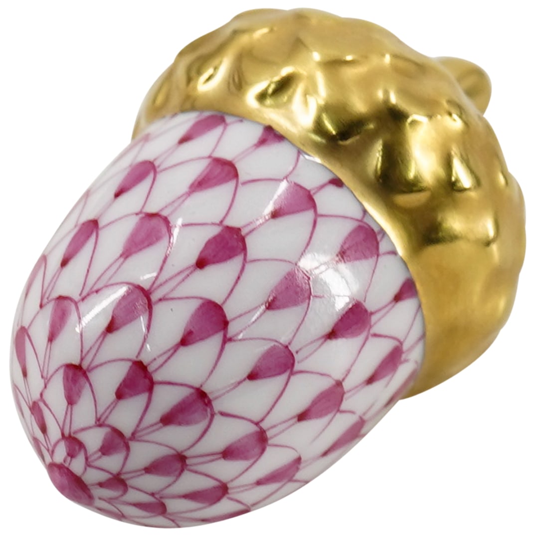 Herend Porcelain "Acorn" Raspberry Fishnet Figurine (1 of 3)
