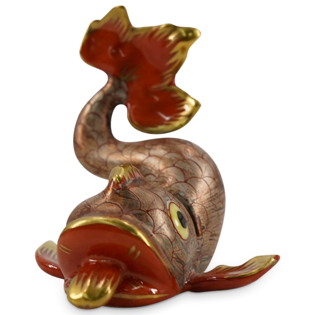 Herend Porcelain "Dolphin" Small Gold & Rust Figurine (1 of 4)