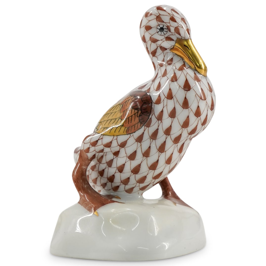 Herend Porcelain "Duck" Chocolate Brown Fishnet Figurine (1 of 4)