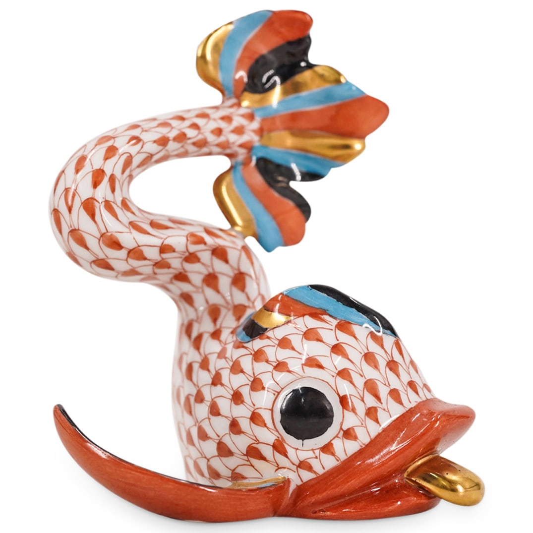 Herend Porcelain "Dolphin" Rust Fishnet Figurine (1 of 3)