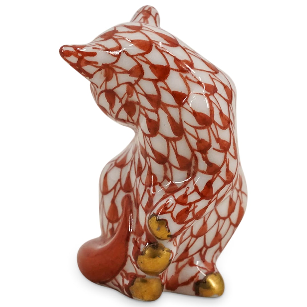 Herend Porcelain "Miniature Cat" Rust Fishnet Figurine (1 of 6)