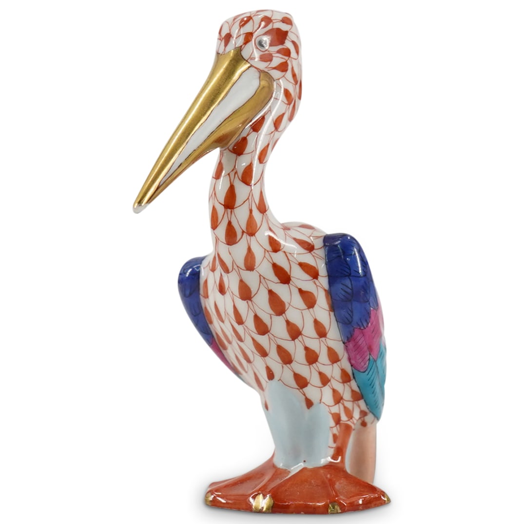 Herend Porcelain "Pelican" Rust Fishnet Figurine (1 of 4)