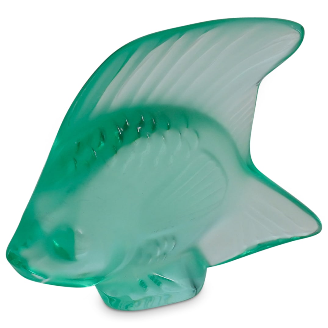Lalique Crystal Mint Green "Fish" Figurine (1 of 3)