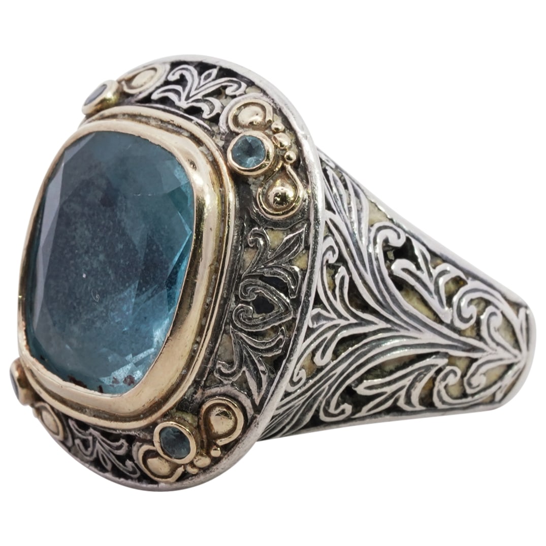 Konstantino Sterling Silver, 18K Gold & Blue Topaz Ring (1 of 5)