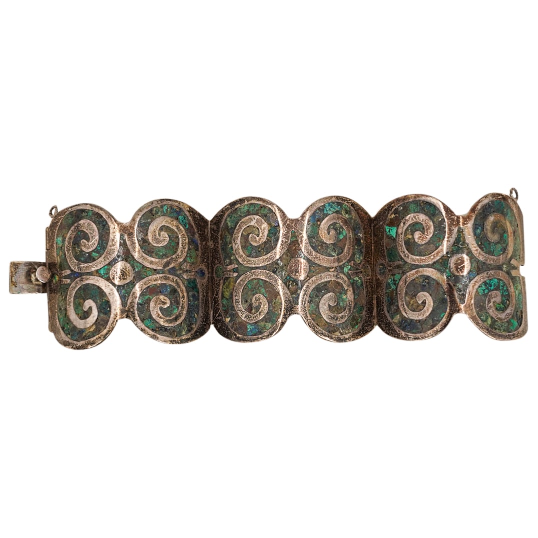 Mexican Sterling Silver & Turquoise Bracelet (1 of 11)