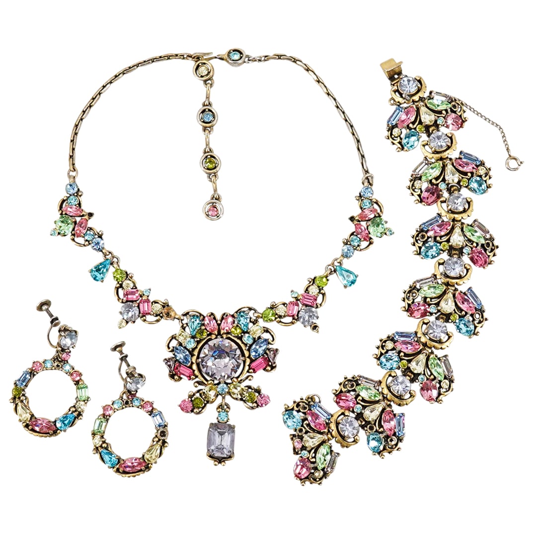 (3 Pc) 1953 Vintage Hollycraft 3-Pc Parure Costume Jewelry Set (1 of 20)