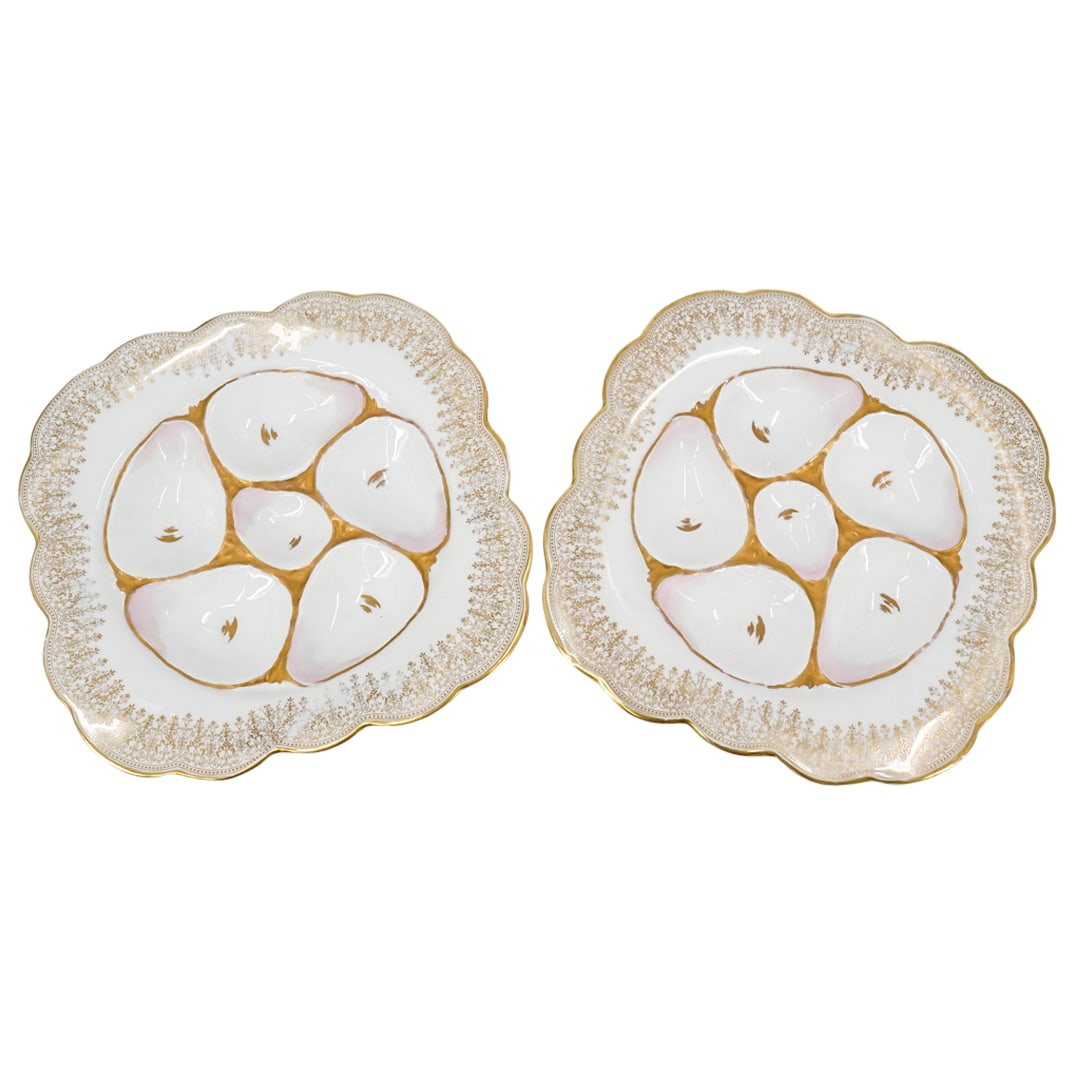 Pair of Antique Hohenberg German Porcelain Oyster Plates (1 of 11)