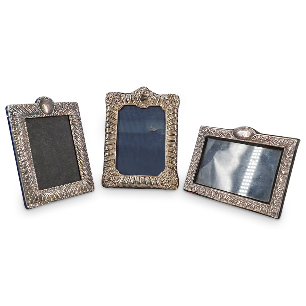 (3 Pc) English Sterling Silver Repousse Photo Frames Grouping Set (1 of 20)