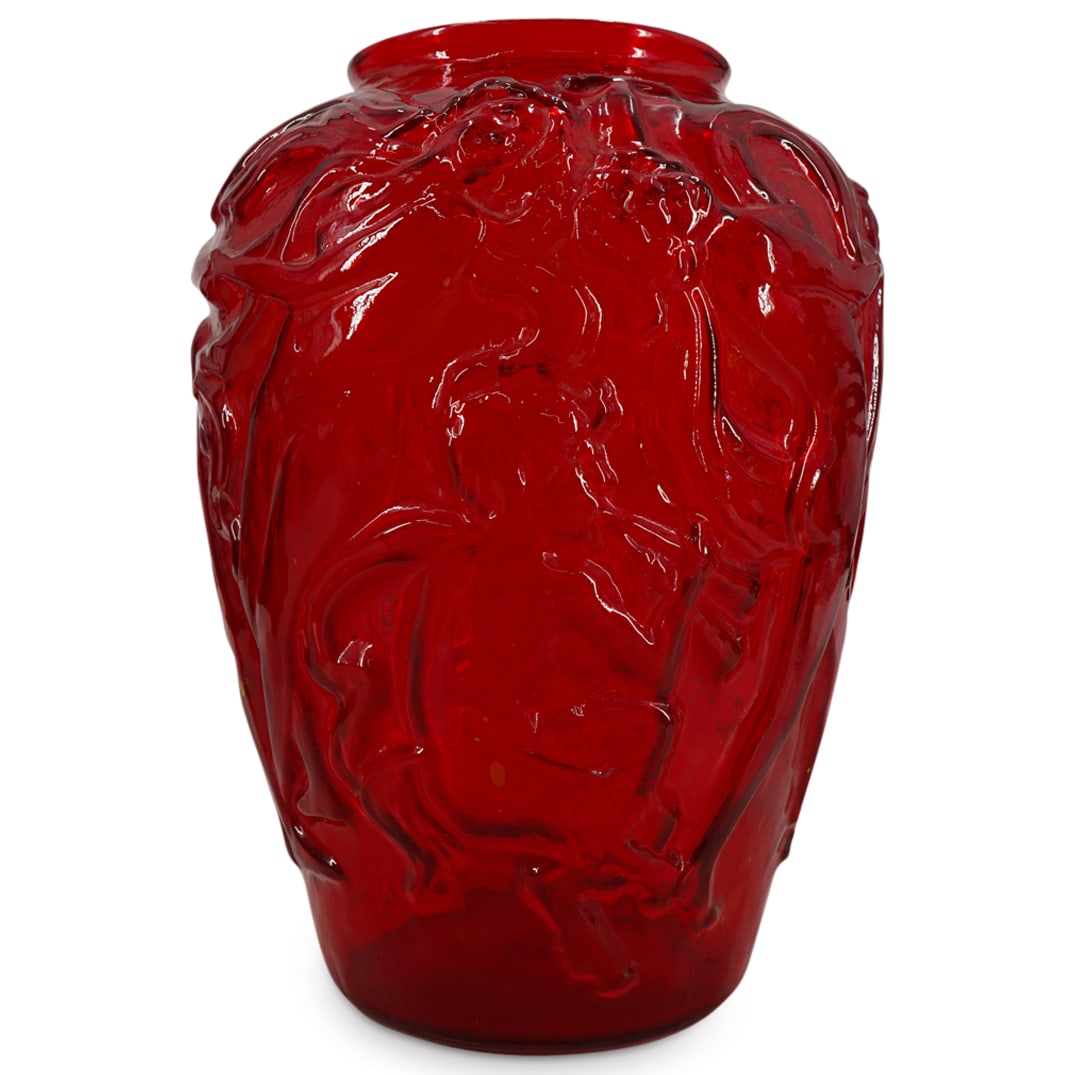 Art Deco "The Dancing Nudes" Red Glass Vase (1 of 6)