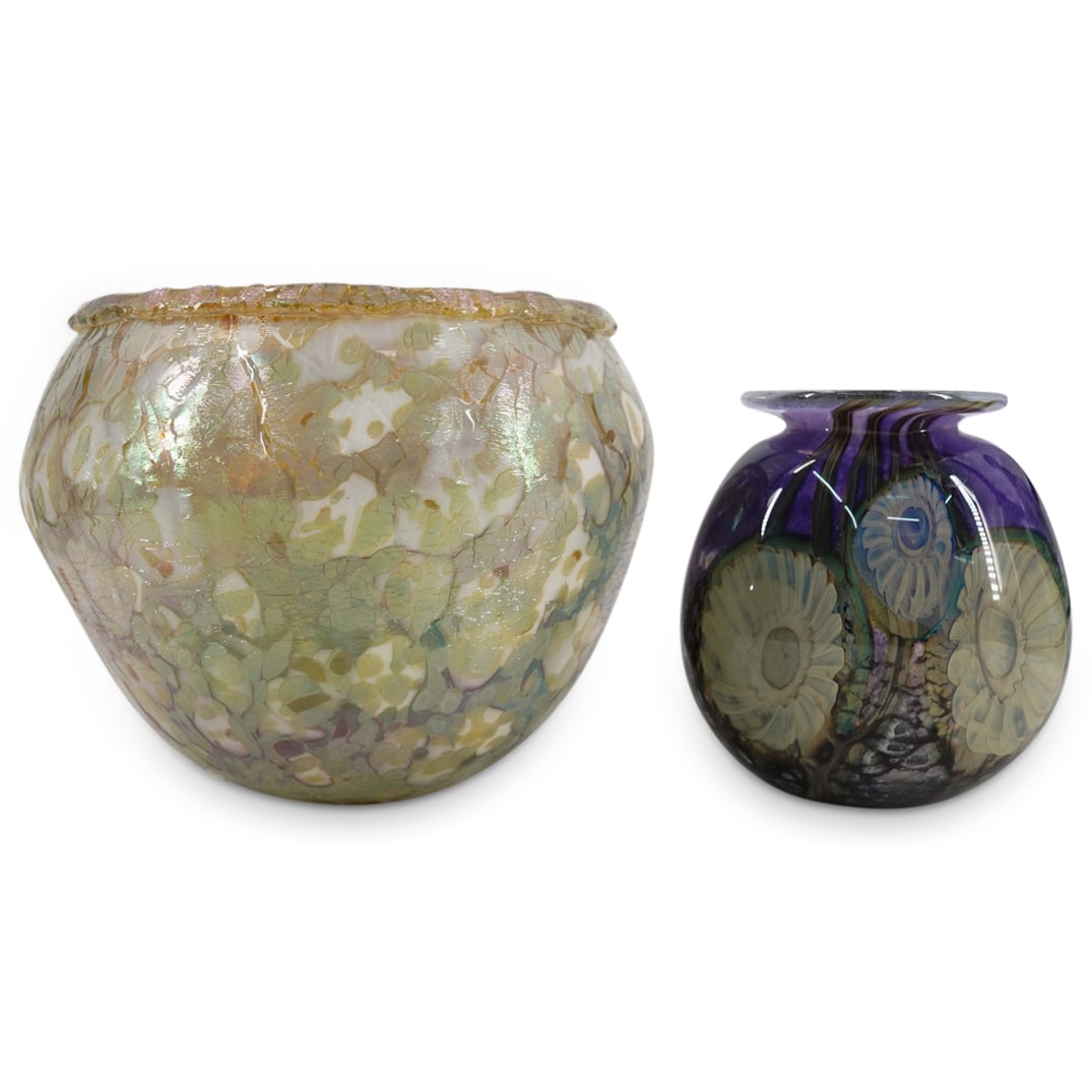 (2 Pc) Signed Robert Eickholt Art Glass Vases (1 of 8)