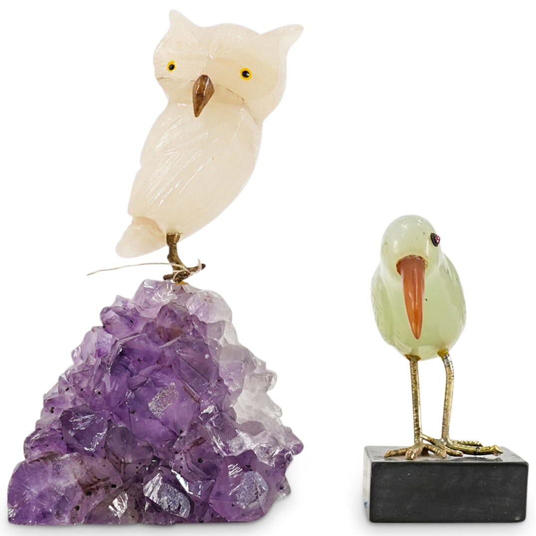 (2 Pc) Carved Stone Kiwi And Owl (1 of 8)