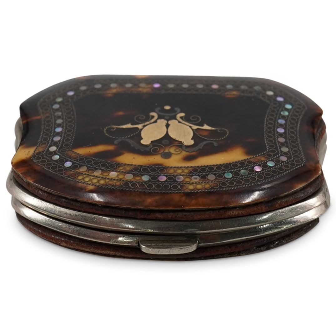 Antique Victorian Faux Tortoise Shell Silver Coin Purse Wallet (1 of 5)