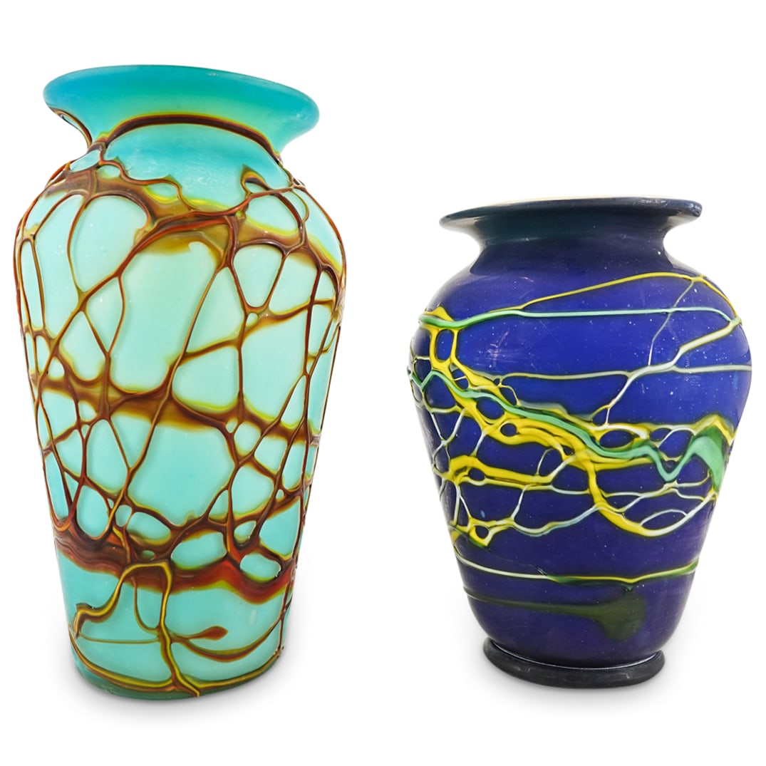 (2 Pc) Azerbaijani Art Glass Vases (1 of 11)