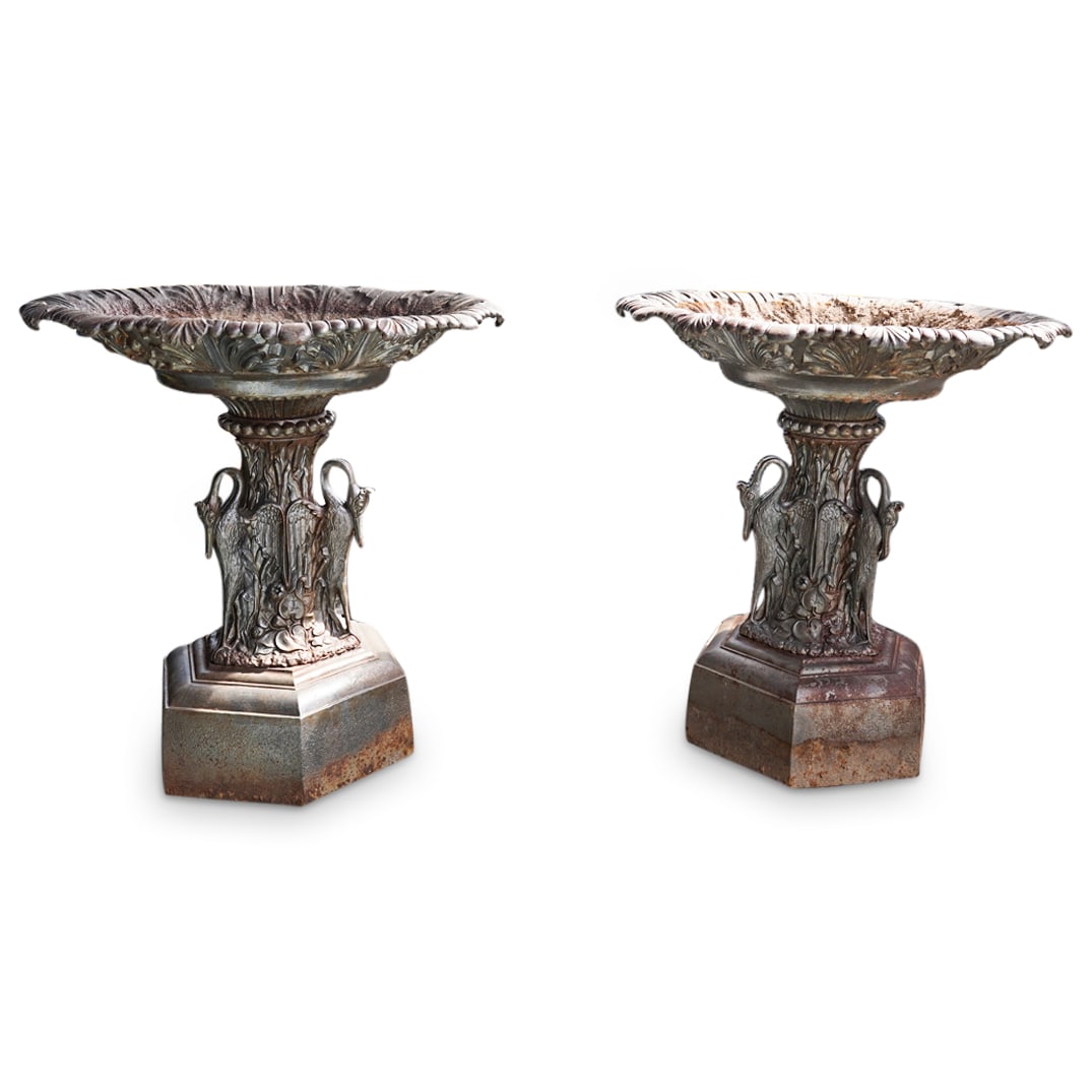 Pair Of Monumental Cast Iron Fountain Bases After Mott Foundry Models (1 of 15)