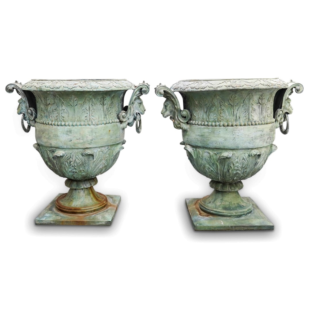 Pair of Monumental Baroque Style Bronze Garden Urns (1 of 16)