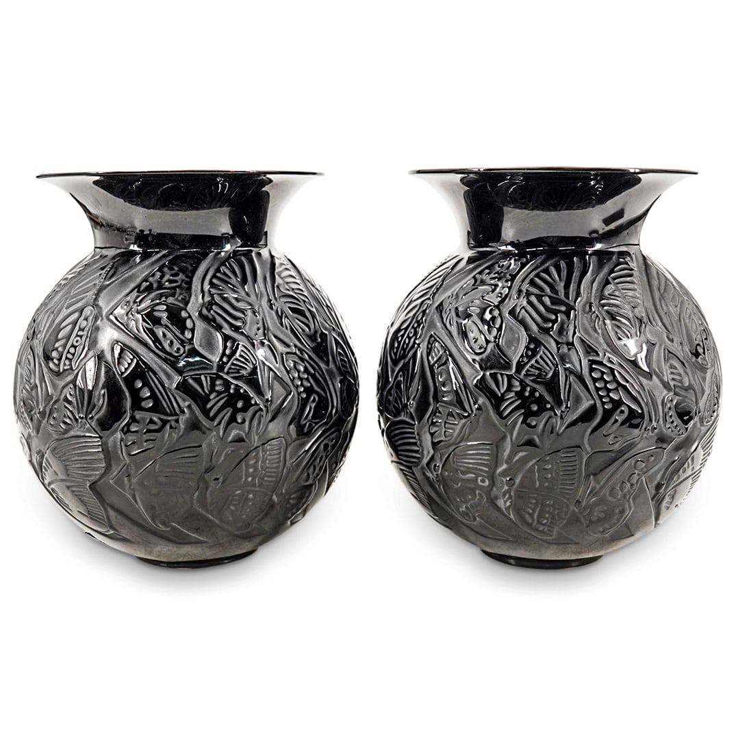 Pair Lalique Crystal "Nymphale" Vases (1 of 7)