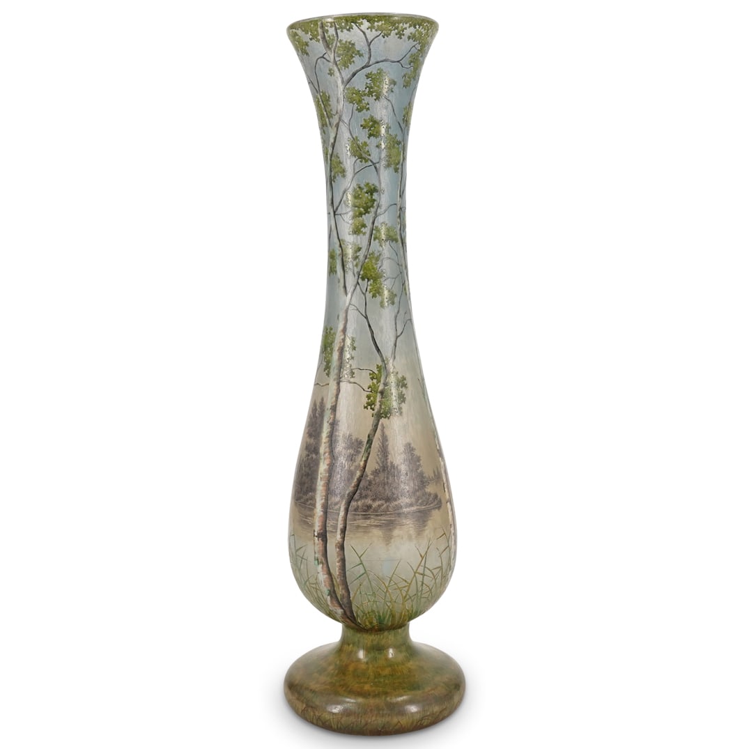 Daum Nancy Art Nouveau Cameo And Enameled Scenic Footed Vase (1 of 7)