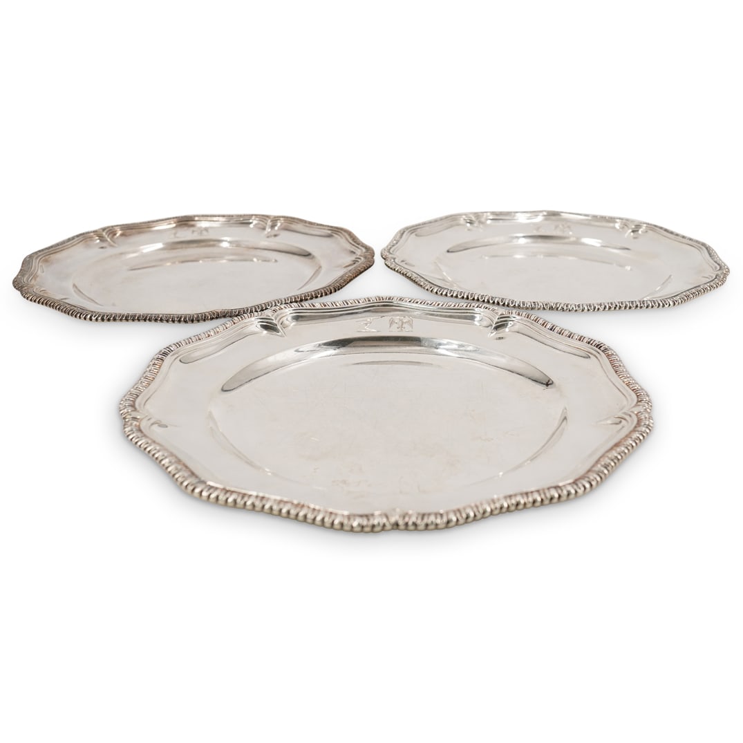 (3 Pc) Paul Crespin George II Sterling Silver Dinner Plates (1 of 13)