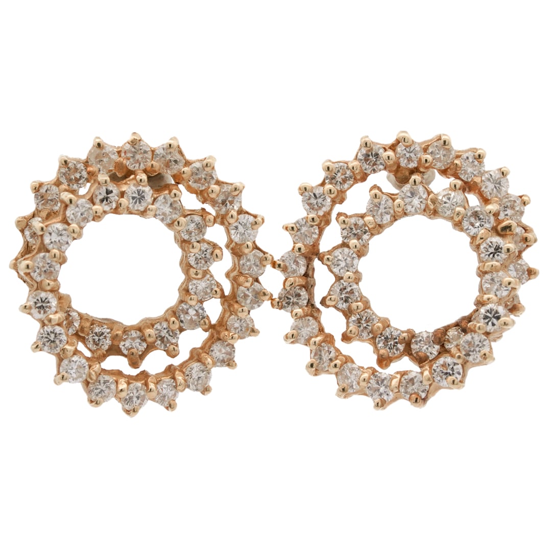 14k Gold and Diamond Spiral Earrings (1 of 2)