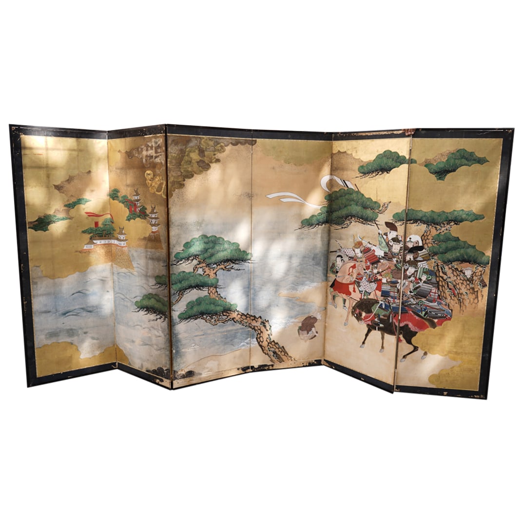 Antique Japanese Kano School Six Panel Byobu Screen (1 of 10)