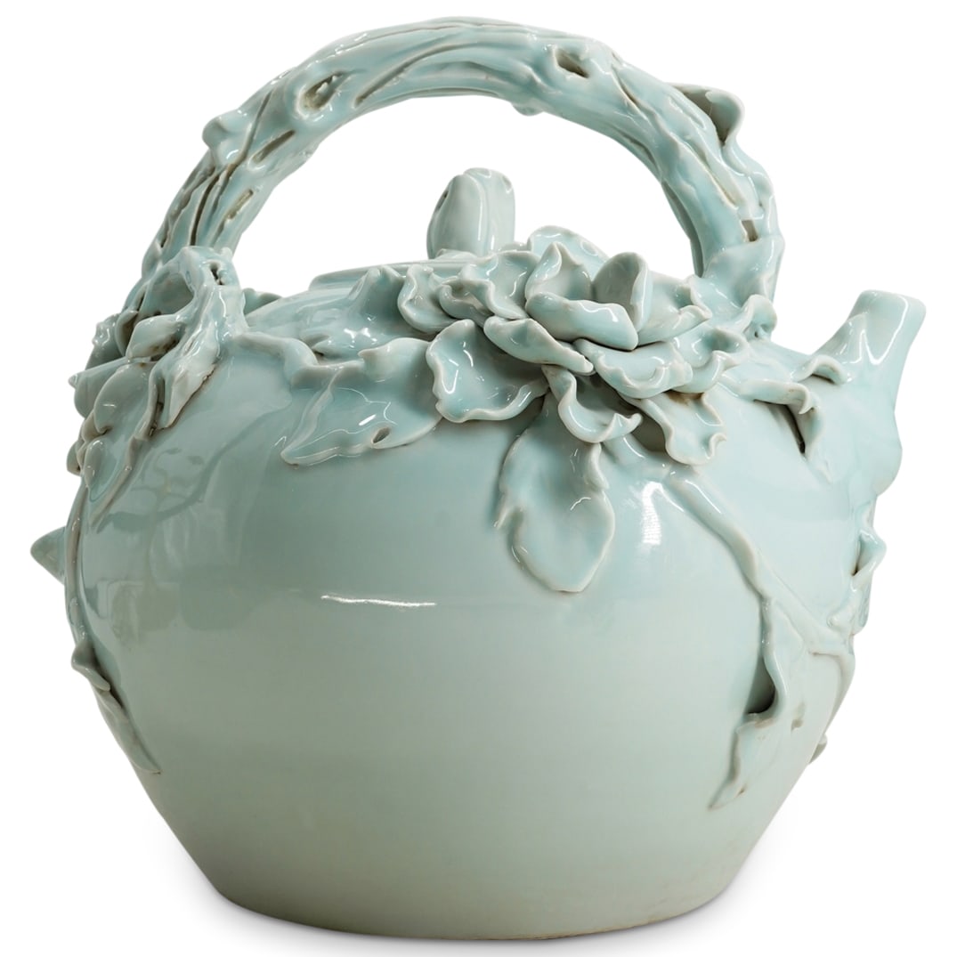 Large Chinese Celadon Glazed Porcelain Teapot (1 of 9)