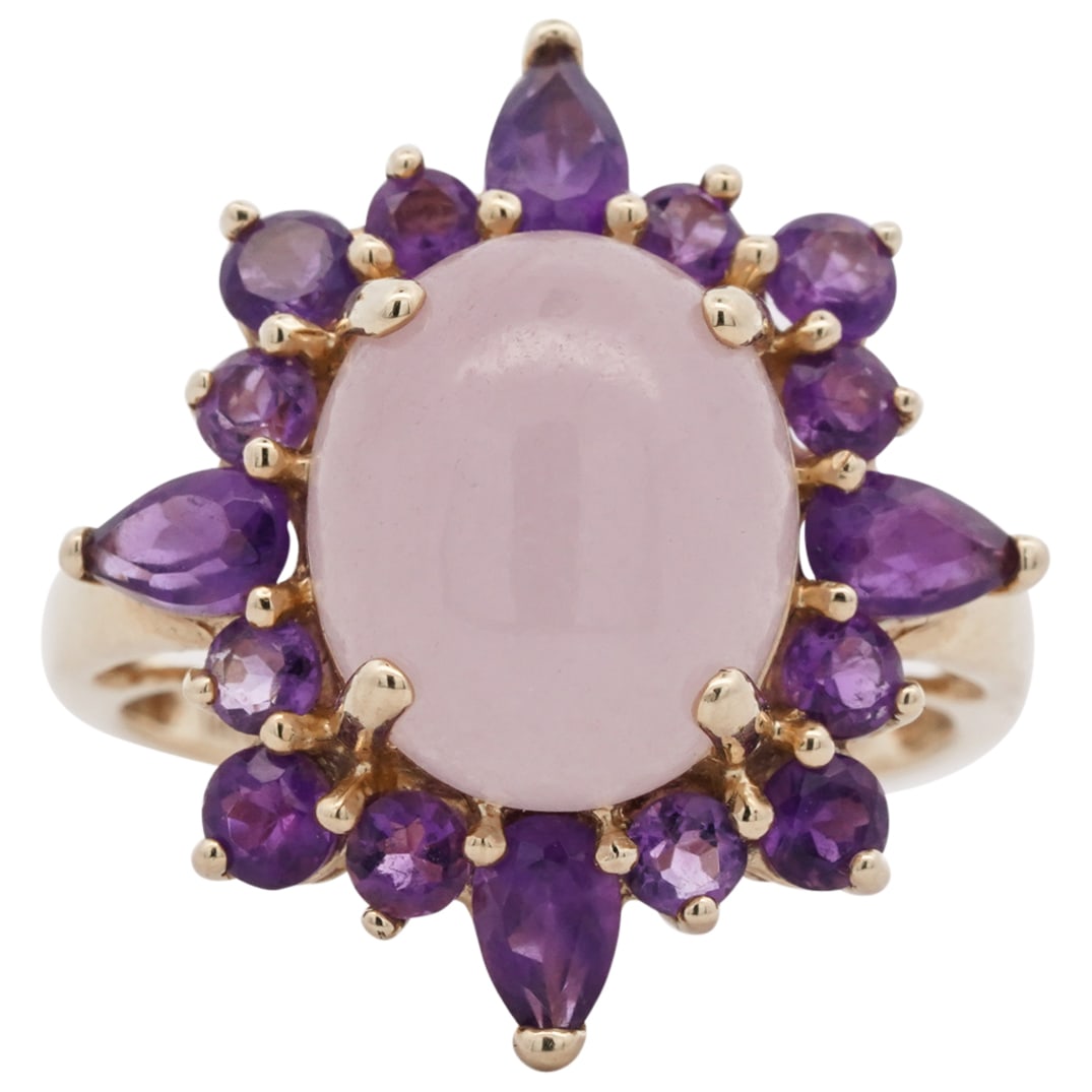 14k Gold, Lavender Jade and Amethyst Ring (1 of 4)