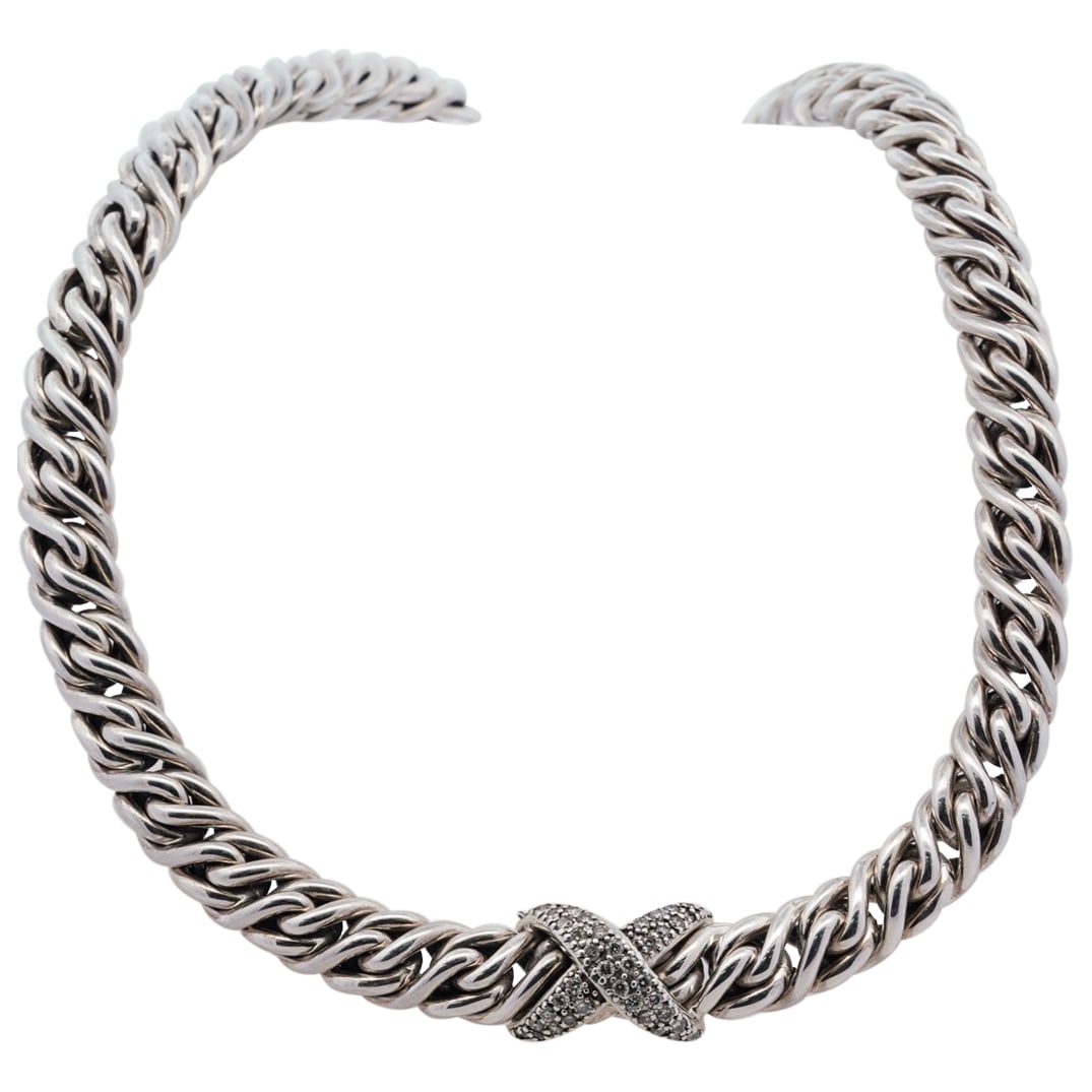 David Yurman "Lyrica" Sterling Silver and Diamond Necklace (1 of 9)
