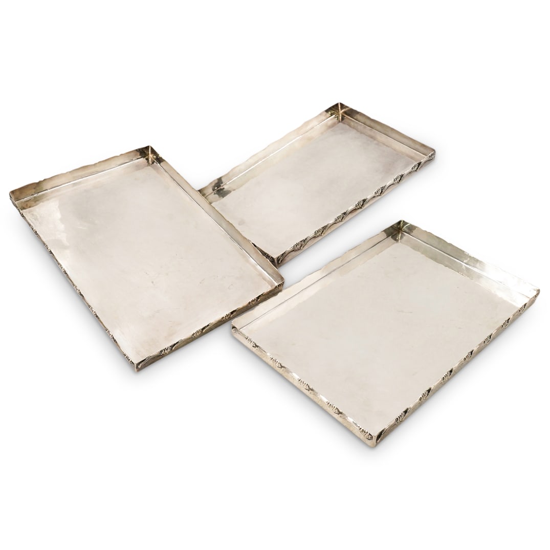 (3) Silver 950 Rectangular Serving trays. (1 of 13)
