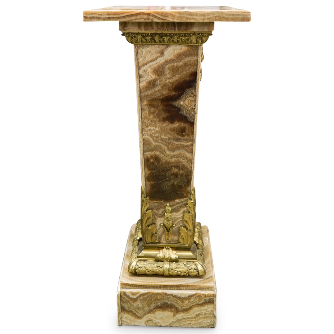 Antique French Gilt-Bronze & Onyx Pedestal W/ Revolving Top (1 of 10)